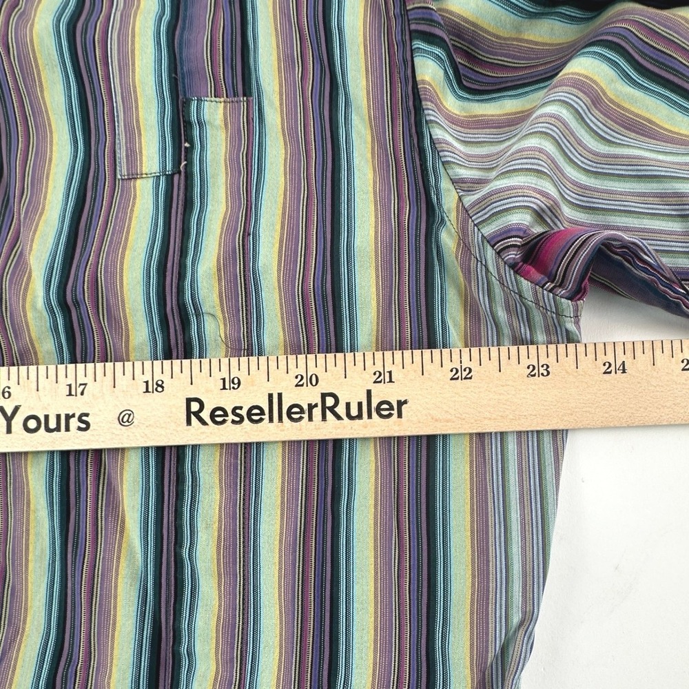 Robert Graham Mens Large Button‎ Up Shirt Purple Striped Embroidered Scooter L - Picture 16 of 16